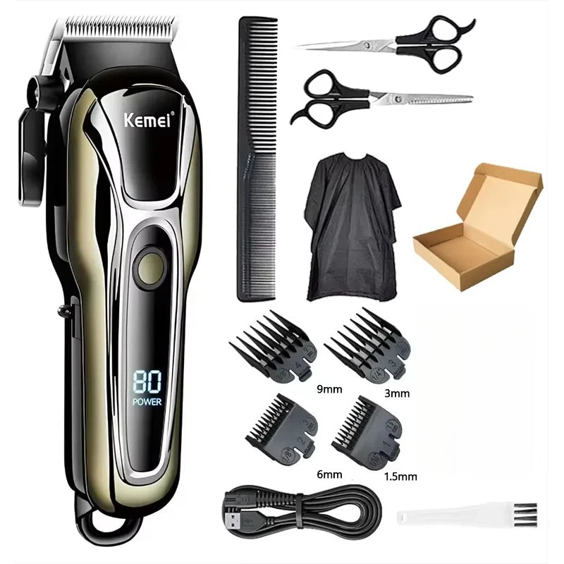 Kemei PG1990A Rechargeable Hair Clipper or Limit Combs Professional Cordless Men Hair Trimmer Men's Hair Cutting Machine Barber