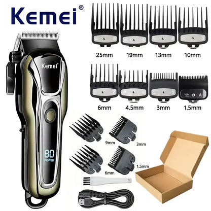 Kemei PG1990A Rechargeable Hair Clipper or Limit Combs Professional Cordless Men Hair Trimmer Men's Hair Cutting Machine Barber
