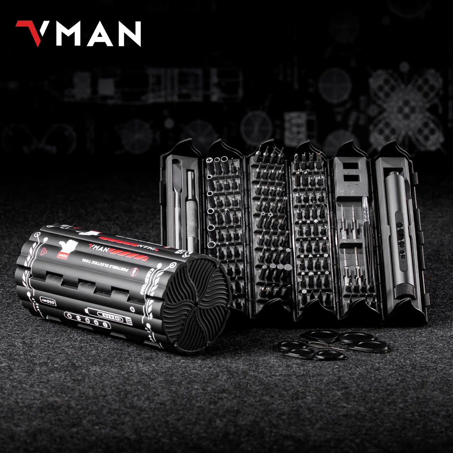 VMAN 138-IN-1 Professional Precision Electric Screwdriver Set Magnetic Bit Computer & Console Game & Phone Repair Kit Man‘s Gift