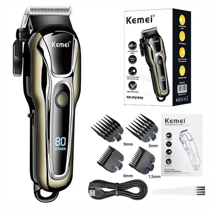 Kemei PG1990A Rechargeable Hair Clipper or Limit Combs Professional Cordless Men Hair Trimmer Men's Hair Cutting Machine Barber