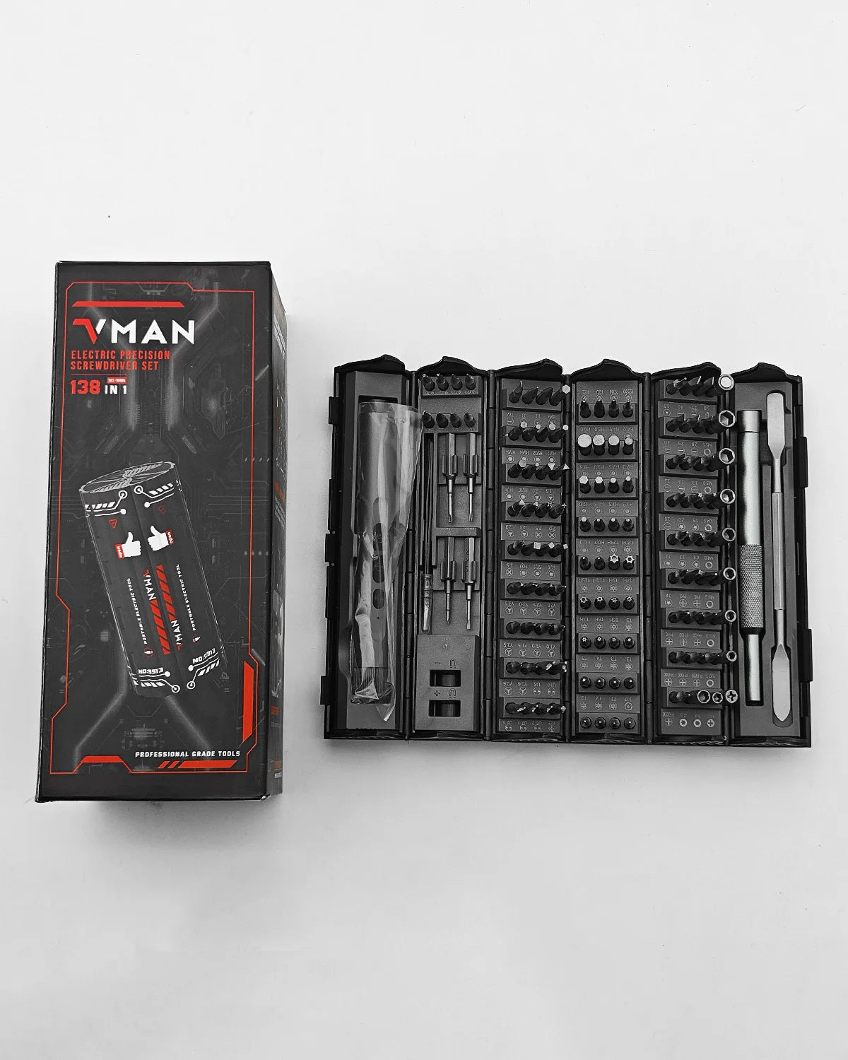 VMAN 138-IN-1 Professional Precision Electric Screwdriver Set Magnetic Bit Computer & Console Game & Phone Repair Kit Man‘s Gift