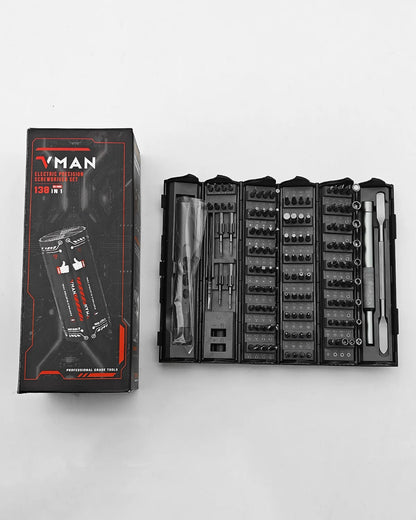 VMAN 138-IN-1 Professional Precision Electric Screwdriver Set Magnetic Bit Computer & Console Game & Phone Repair Kit Man‘s Gift