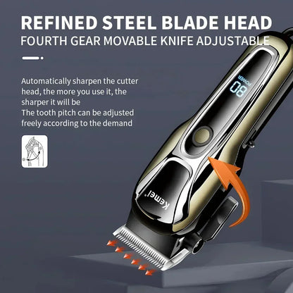 Kemei PG1990A Rechargeable Hair Clipper or Limit Combs Professional Cordless Men Hair Trimmer Men's Hair Cutting Machine Barber