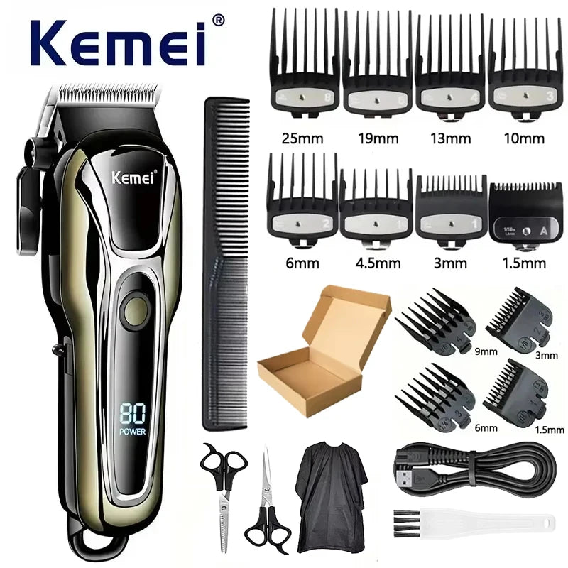 Kemei PG1990A Rechargeable Hair Clipper or Limit Combs Professional Cordless Men Hair Trimmer Men's Hair Cutting Machine Barber