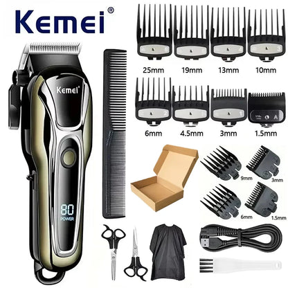 Kemei PG1990A Rechargeable Hair Clipper or Limit Combs Professional Cordless Men Hair Trimmer Men's Hair Cutting Machine Barber
