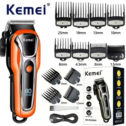 Kemei PG1990A Rechargeable Hair Clipper or Limit Combs Professional Cordless Men Hair Trimmer Men's Hair Cutting Machine Barber